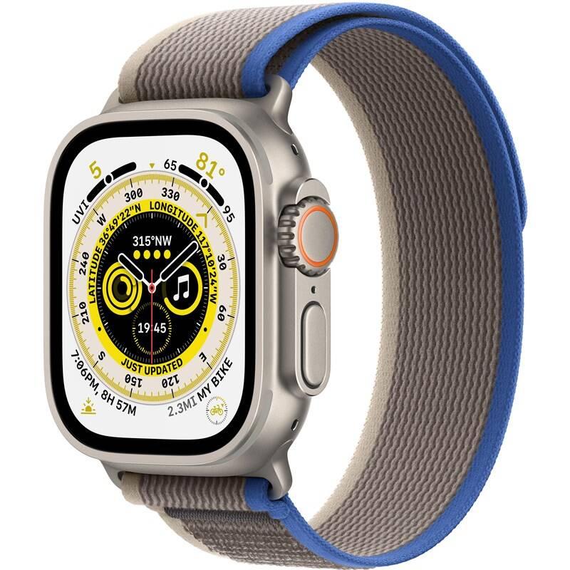 Chytré hodinky Apple Watch Ultra GPS Cellular, 49mm pouzdro z titanu - modro-šedý trailový tah - S M
